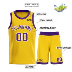 Yellow Purple-White Bull Classic Sets Basketball Jersey 3