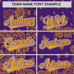 Yellow Purple White Cashew Flower Graffiti V-Neck Hockey Jersey 3