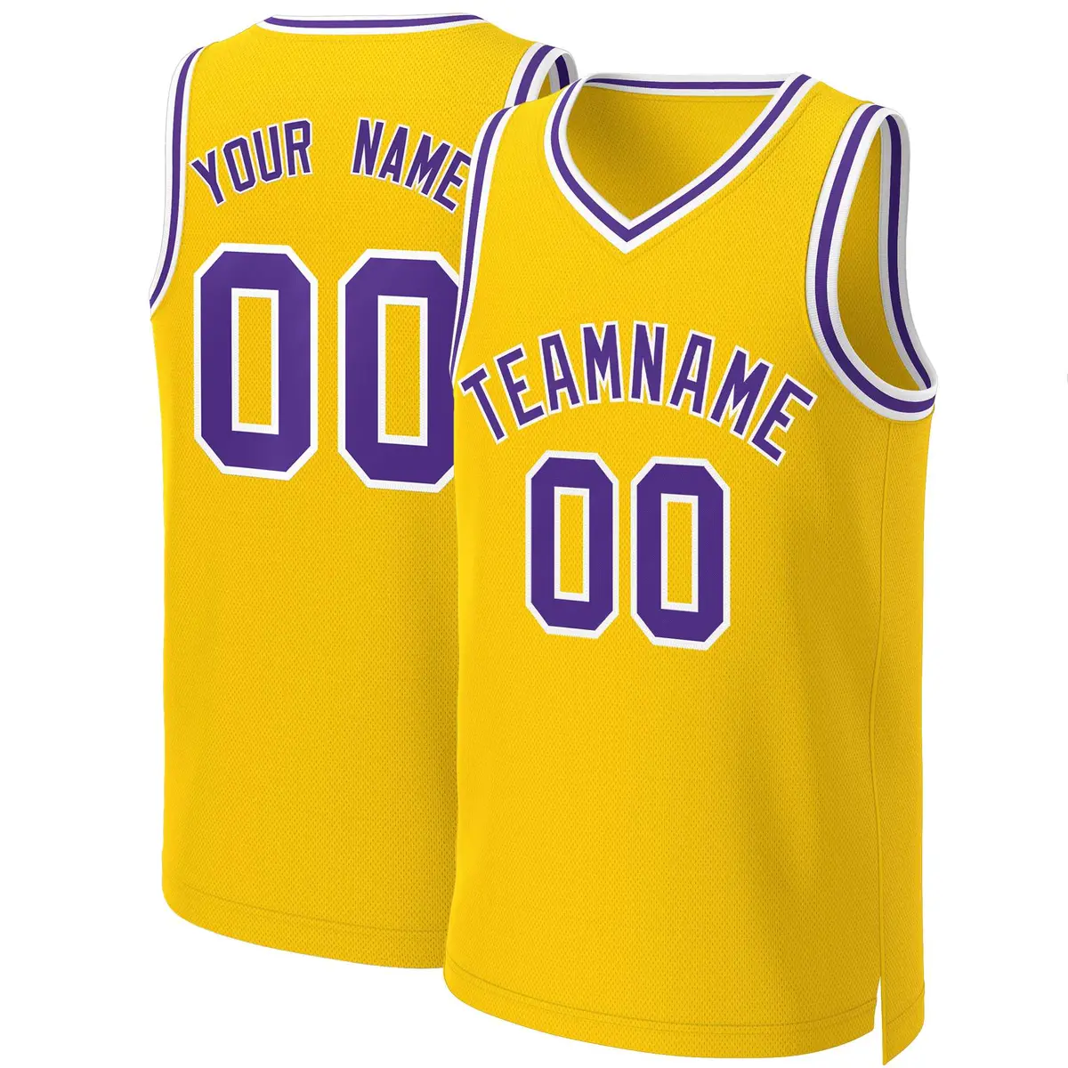 Yellow Purple-White Classic Basketball Jersey