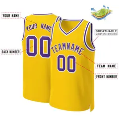 Yellow Purple-White Classic Basketball Jersey 2