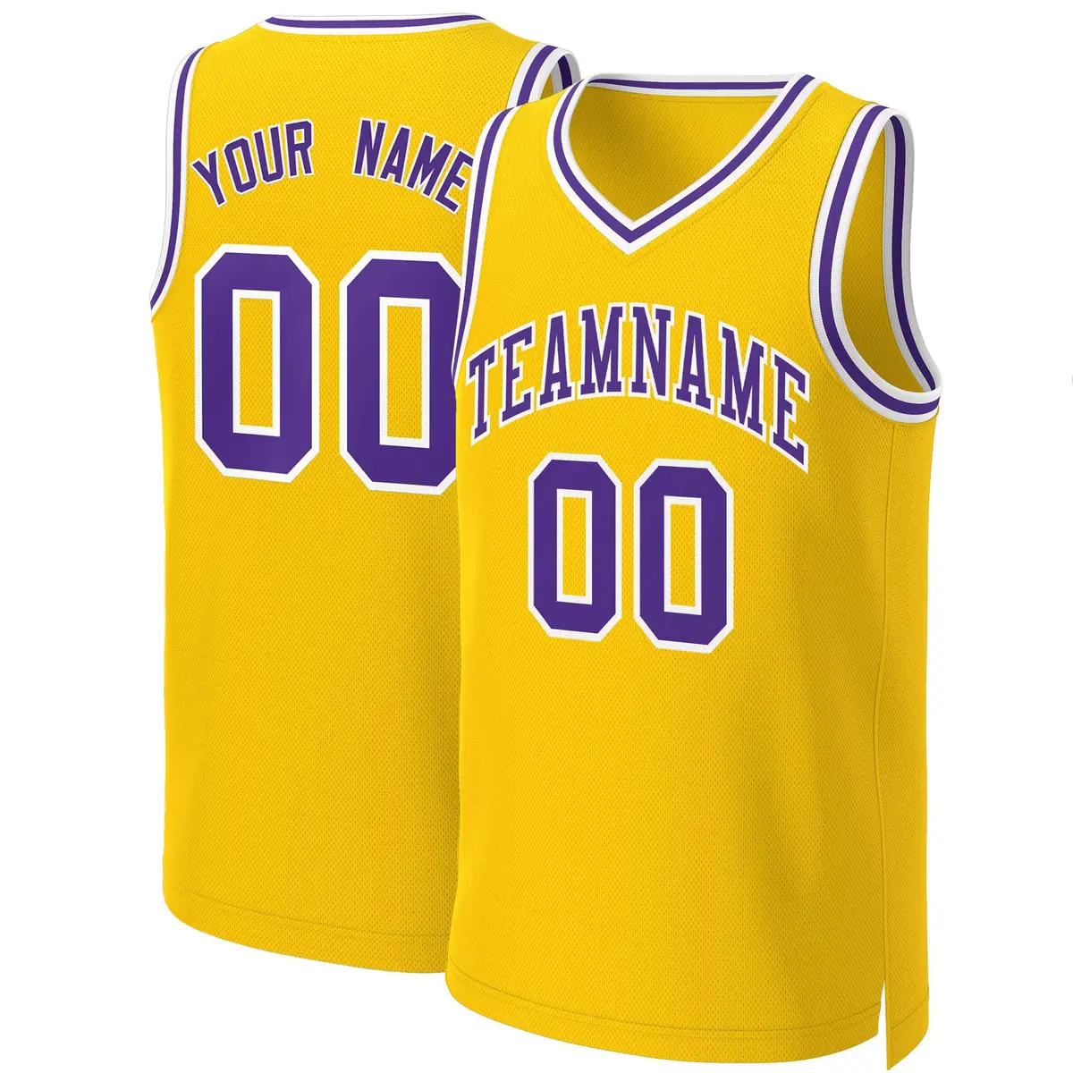 Yellow Purple-White Classic Basketball Jersey