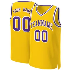 Yellow Purple-White Classic Basketball Jersey