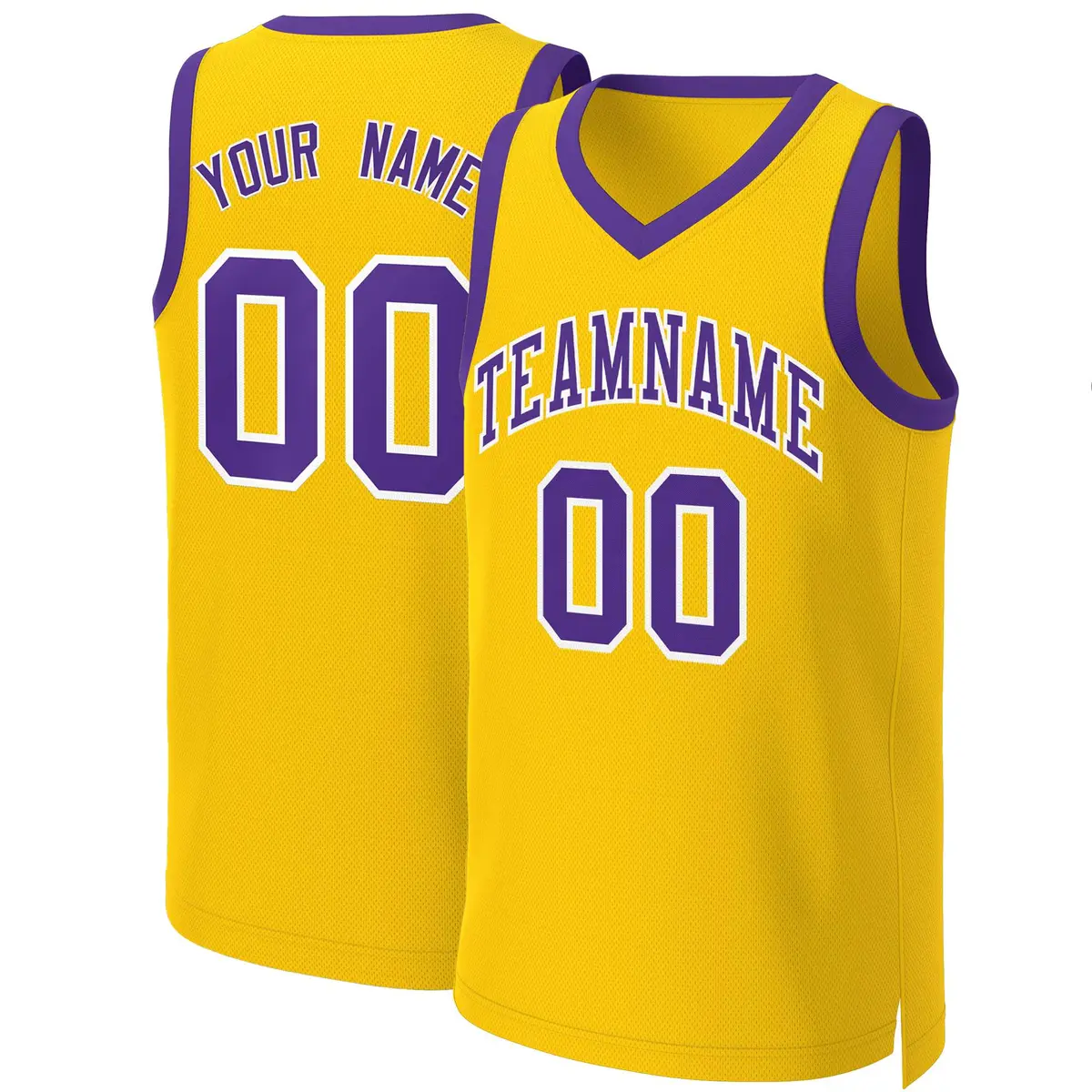 Yellow Purple-White Classic Basketball Jersey