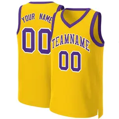 Yellow Purple-White Classic Basketball Jersey 1