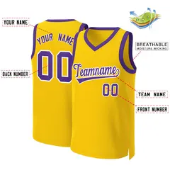 Yellow Purple-White Classic Basketball Jersey 2