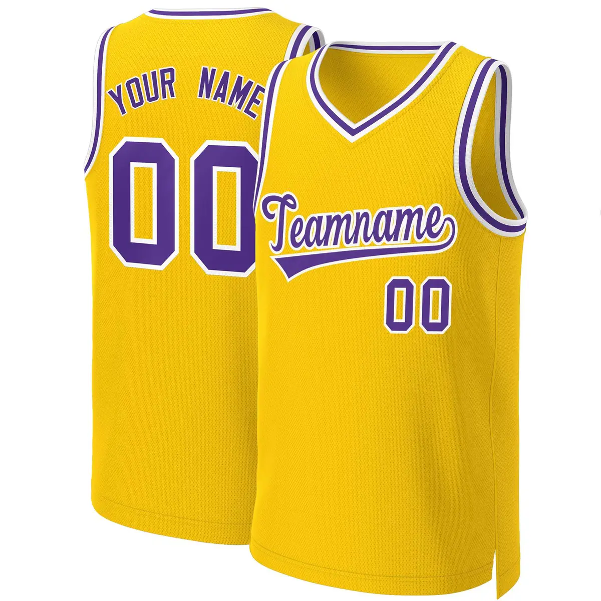 Yellow Purple-White Classic Basketball Jersey