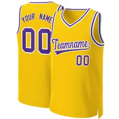 Yellow Purple-White Classic Basketball Jersey 1