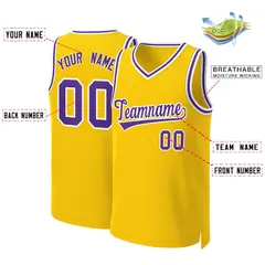 Yellow Purple-White Classic Basketball Jersey 2