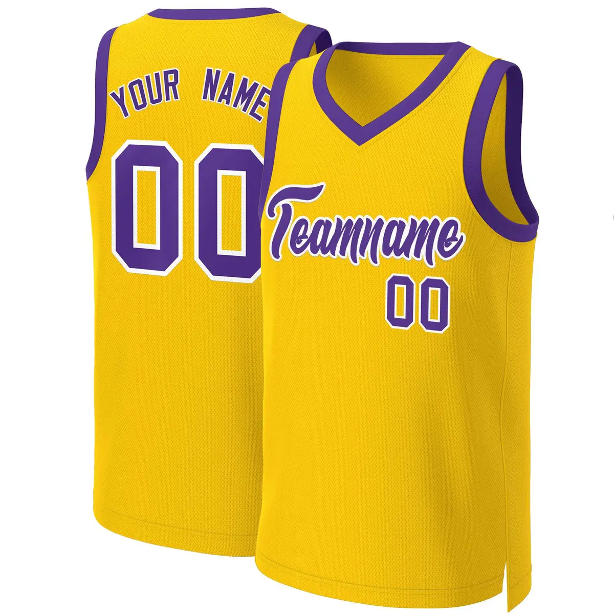 Yellow Purple-White Classic Basketball Jersey