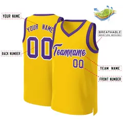 Yellow Purple-White Classic Basketball Jersey 2