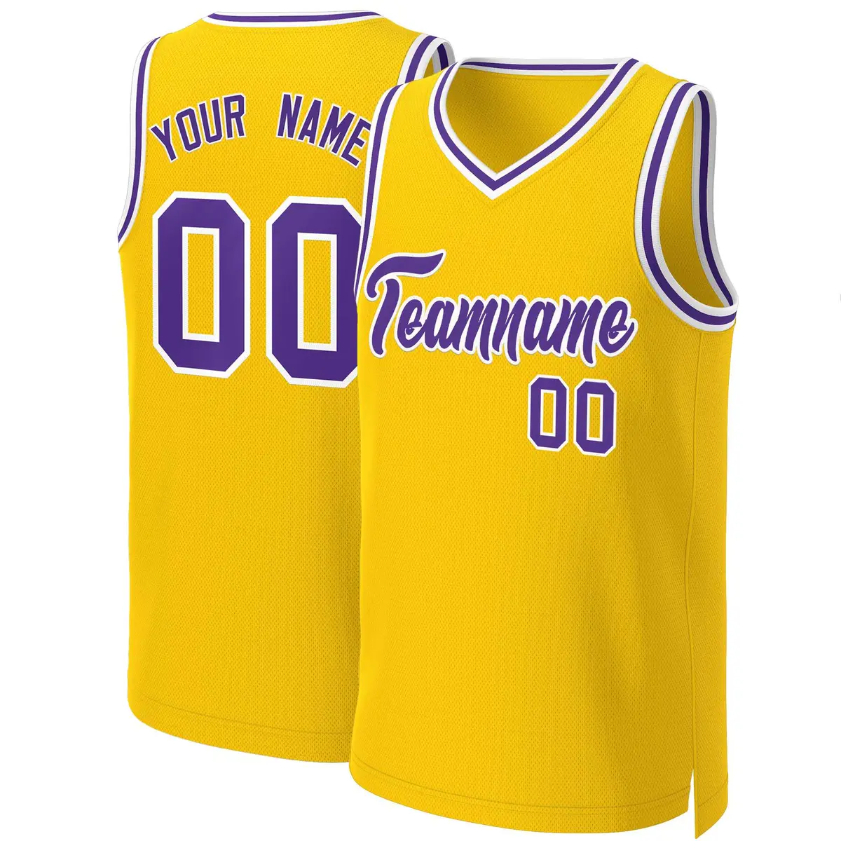 Yellow Purple-White Classic Basketball Jersey