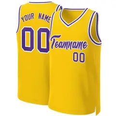 Yellow Purple-White Classic Basketball Jersey