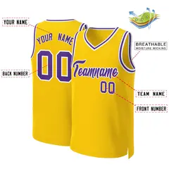 Yellow Purple-White Classic Basketball Jersey 2
