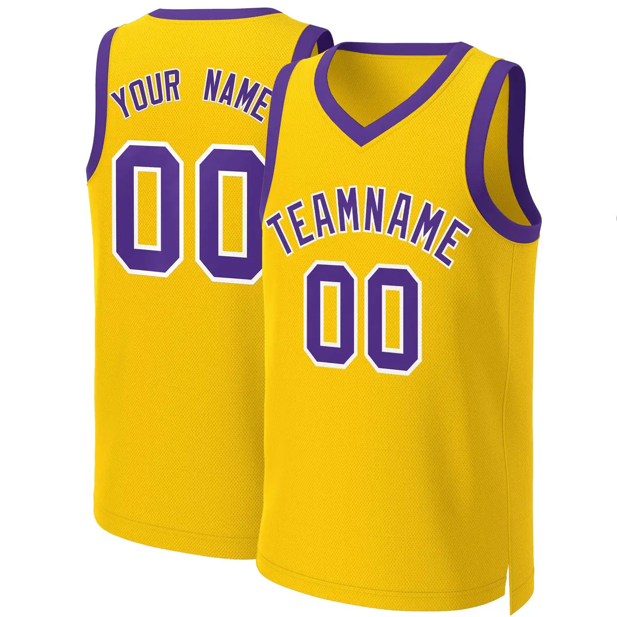 Yellow Purple-White Classic Basketball Jersey