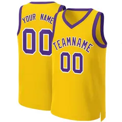 Yellow Purple-White Classic Basketball Jersey 1