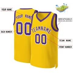 Yellow Purple-White Classic Basketball Jersey 2