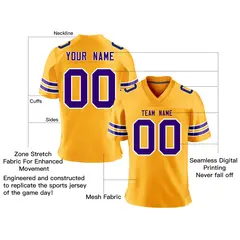 Yellow Purple-White Classic Mesh Authentic Football Jersey 2