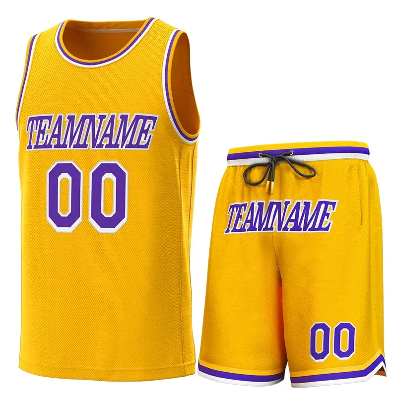 Yellow Purple-White Classic Sets Basketball Jersey