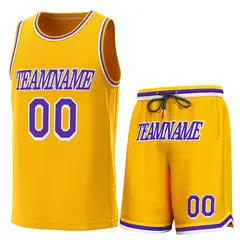 Yellow Purple-White Classic Sets Basketball Jersey 1
