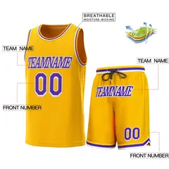 Yellow Purple-White Classic Sets Basketball Jersey 2