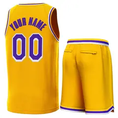 Yellow Purple-White Classic Sets Basketball Jersey 3