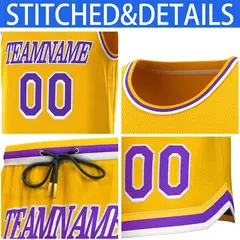 Yellow Purple-White Classic Sets Basketball Jersey 6