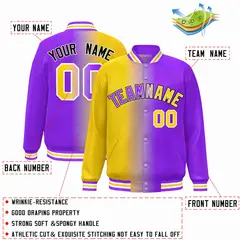 Yellow Purple-White Gradient Letterman Varsity Jacket 2