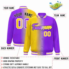 Yellow Purple-White Gradient Letterman Varsity Jacket 2