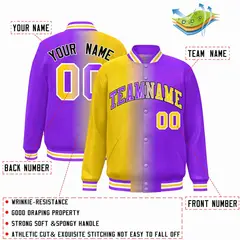Yellow Purple-White Gradient Letterman Varsity Jacket 2