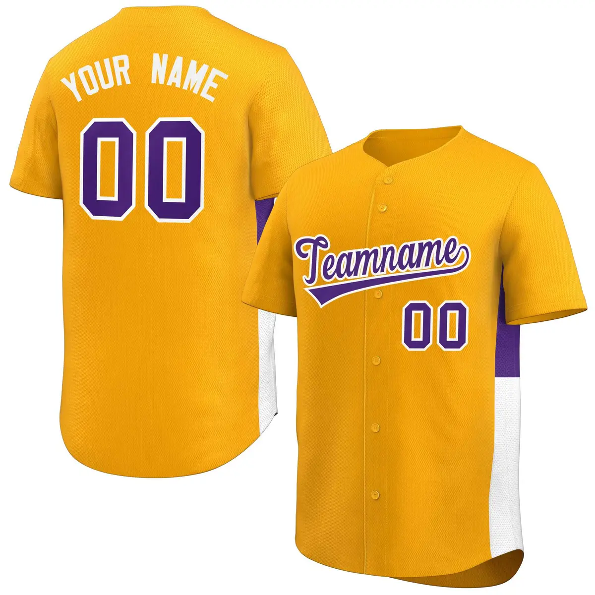 Yellow Purple-White Side Two-Tone Authentic Baseball Jersey