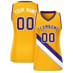 Yellow Purple-White Slash Mesh Basketball Jersey For Women 1