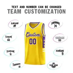 Yellow Purple-White Star Pattern Sports Basketball Jersey 3