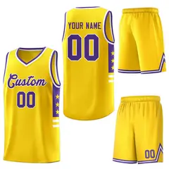 Yellow Purple-White Star Pattern Sports Basketball Jersey 5