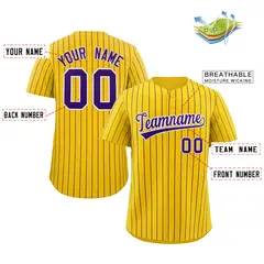 Yellow Purple-White Stripe Fashion Baseball Jersey 2