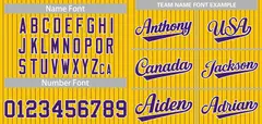 Yellow Purple-White Stripe Fashion Baseball Jersey 3