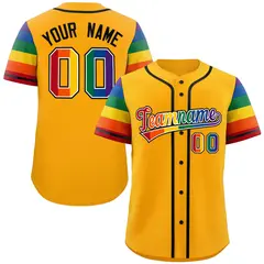 Yellow Rainbow Pride Month Raglan Sleeves Baseball Jersey