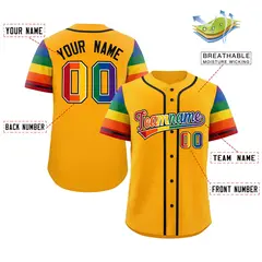 Yellow Rainbow Pride Month Raglan Sleeves Baseball Jersey 2