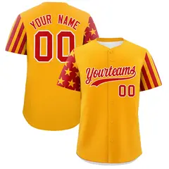Yellow Red American Flag Raglan Baseball Jersey 1