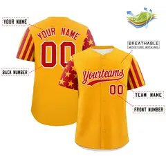 Yellow Red American Flag Raglan Baseball Jersey 2