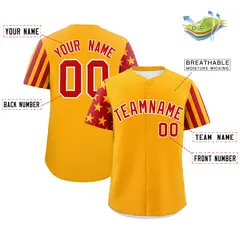 Yellow Red American Flag Raglan Baseball Jersey 8
