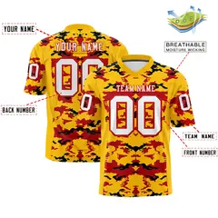 Yellow Red-Black Camo Authentic Football Jersey 2