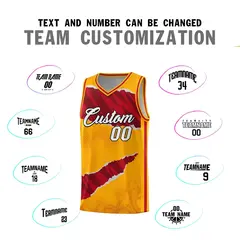 Yellow Red-Black Tear Graffiti Pattern Basketball Jersey 4