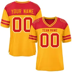 Yellow Red Color Block Authentic Football Jersey