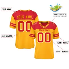 Yellow Red Color Block Authentic Football Jersey 2