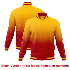 Yellow Red Gradient Full-Snap Varsity Letterman Jacket 7