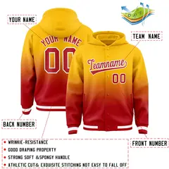 Yellow Red Gradient Letterman Varsity Jacket Hoodie 4