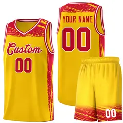 Yellow Red Graffiti Pattern Sports Basketball Jersey