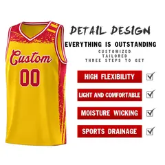 Yellow Red Graffiti Pattern Sports Basketball Jersey 4