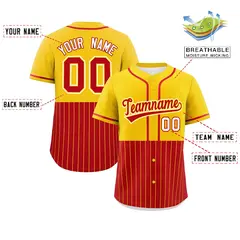 Yellow Red Half Stripe Authentic Baseball Jersey 2