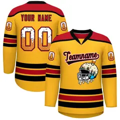 Yellow Red Ice Cream Helmet Pattern Hockey Jersey